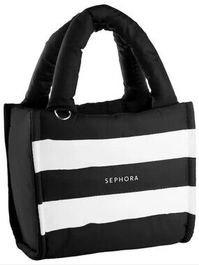 Nib! Sephora Black and White Puffer Quilted Mini Tote Bag